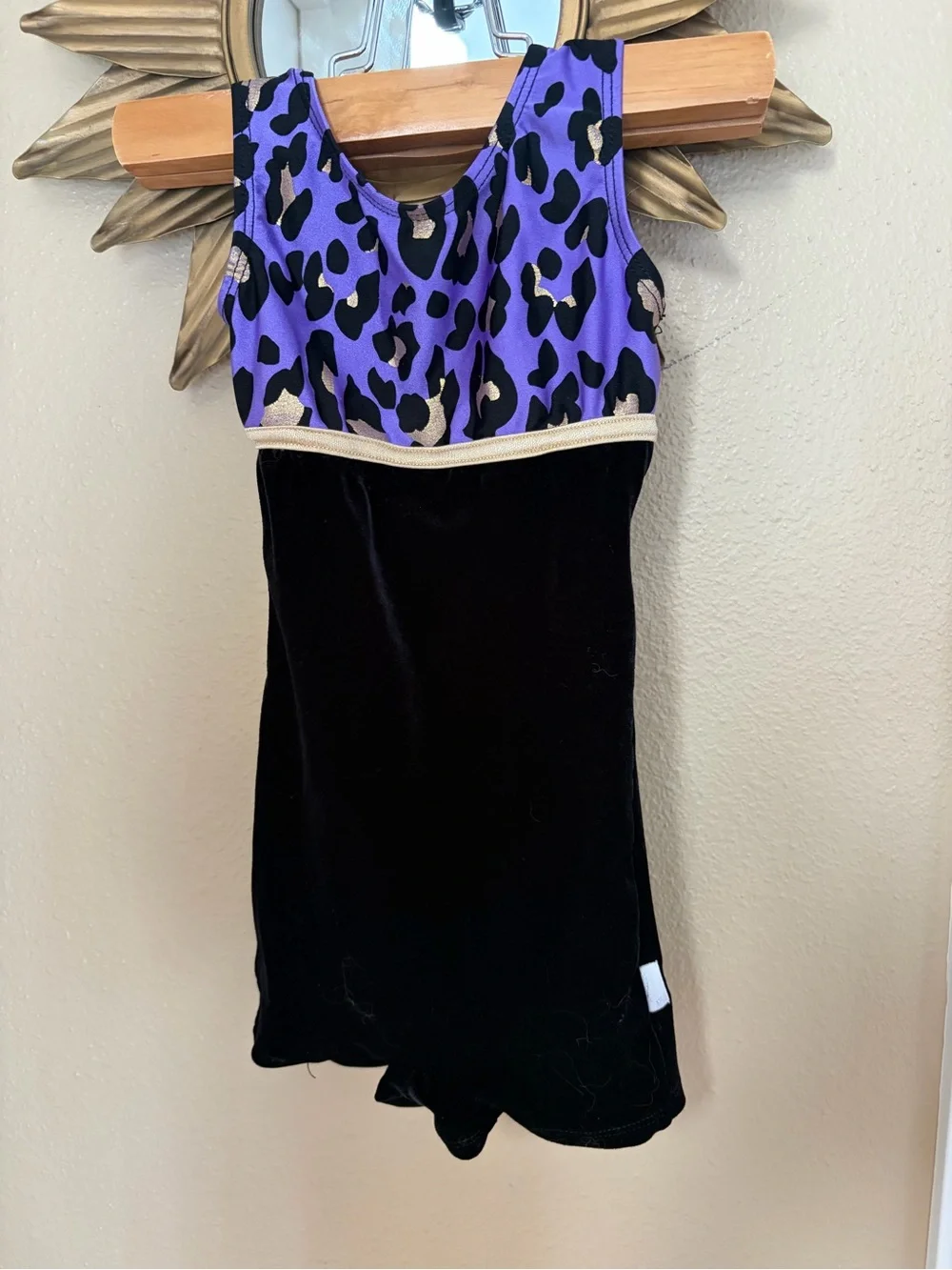 CUTE Vintage Destria Gymnast Outfit for a Little Girl SZ XS Velvet Animal Print